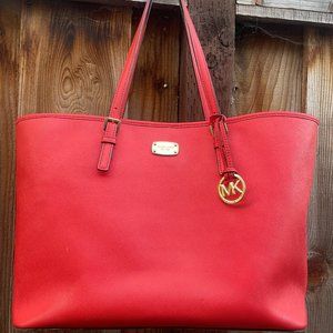 Michael Kors Orange Saffiano Leather M Travel Tote